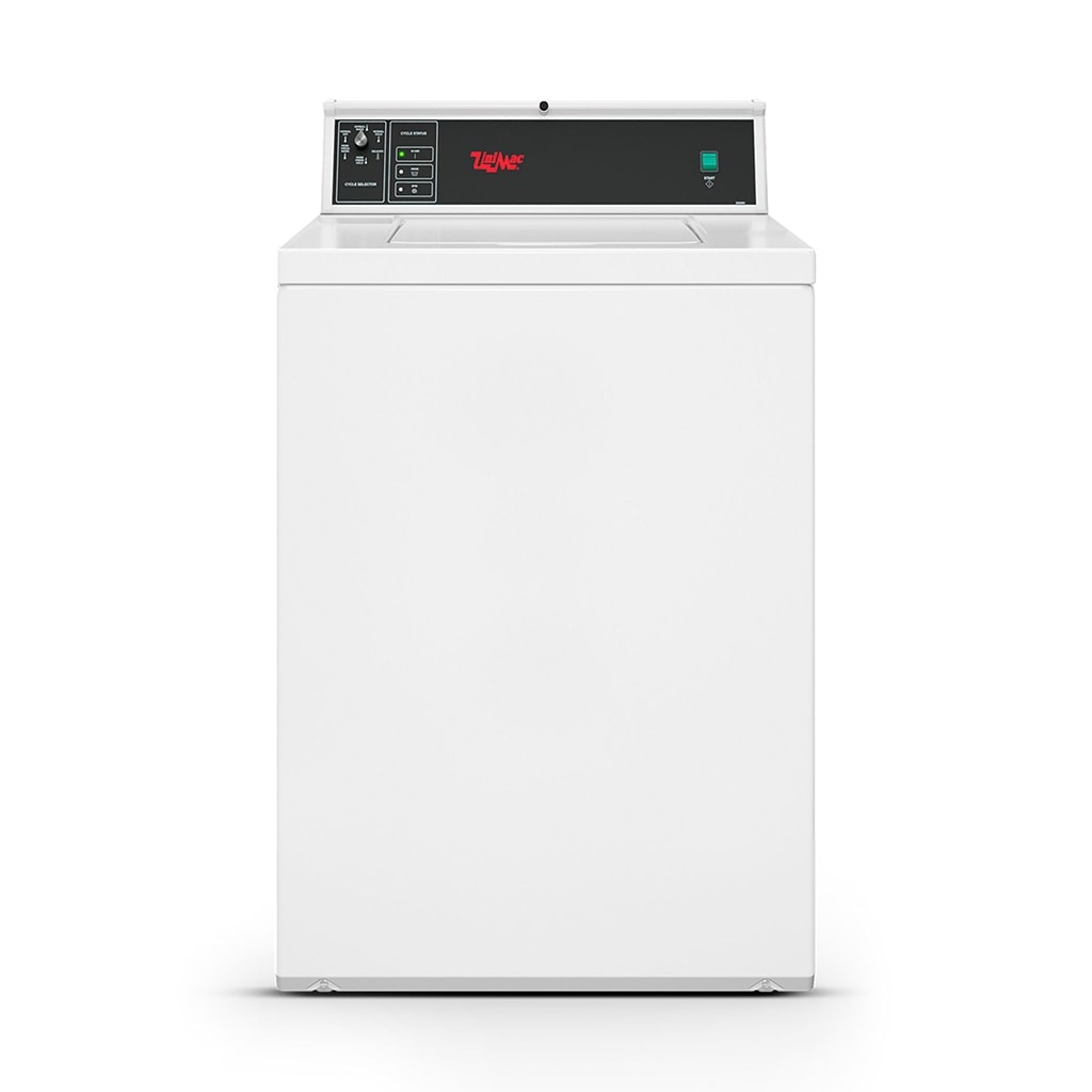 White top-loading washing machine with black control panel and Tide Wec logo