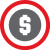 Dollar sign icon in a red circle target